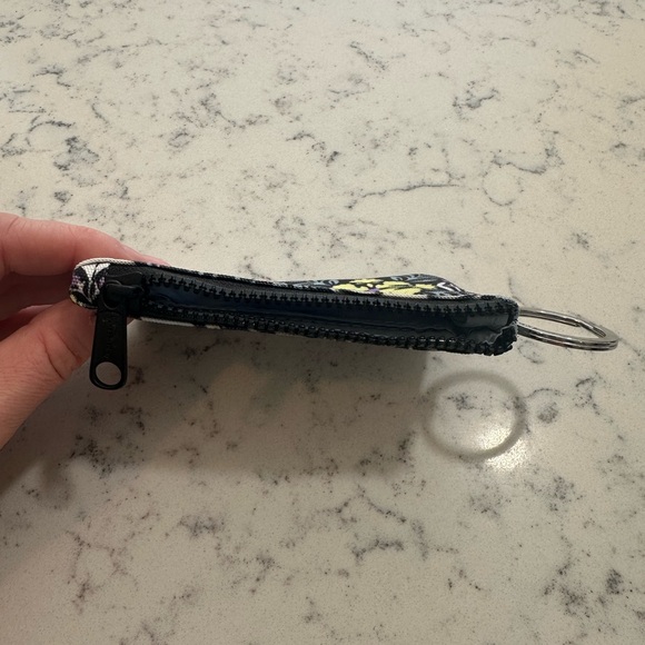 Vera Bradley Black and Blue Floral Keychain Wallet - Picture 3 of 6